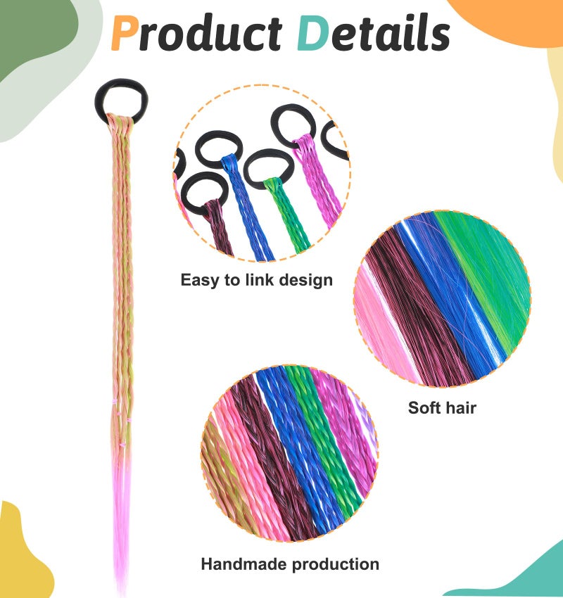 ValueBargain 7pcs Colorful Hair Extensions for Kids, Colored Hair Extensions for Kids for Girls Women - Image 3